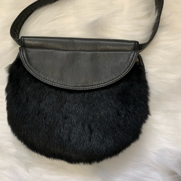 Cassin real rabbit fur black crossbody bag - Picture 2 of 8